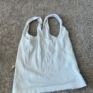 White Ribbed Women's Top